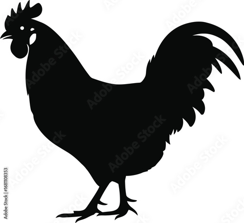 Black rooster silhouette farm animal poultry vector graphic