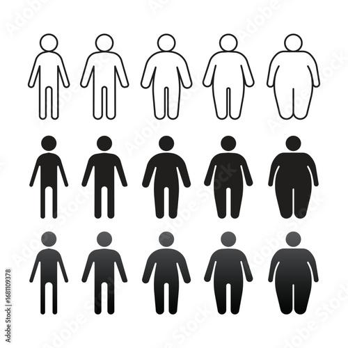 Thin and Fat Stick Characters People Vector Illustration