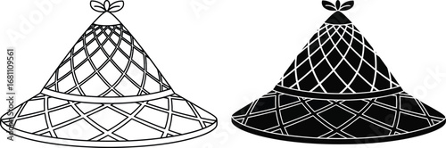 Asian conical hat vector illustration traditional farmer hat