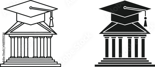 Graduation university building vector icon college education