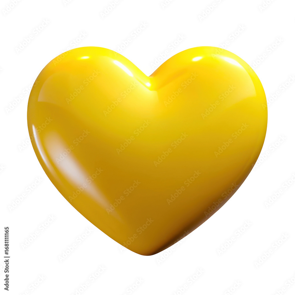 Fototapeta premium 3d yellow heart isolated on transparent background