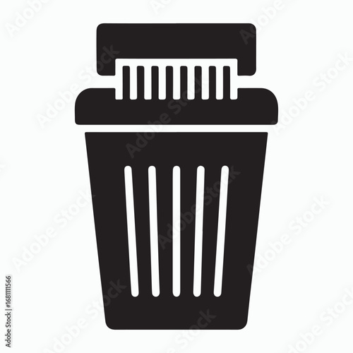Shredder Bin Full Of Paper Solid Icon