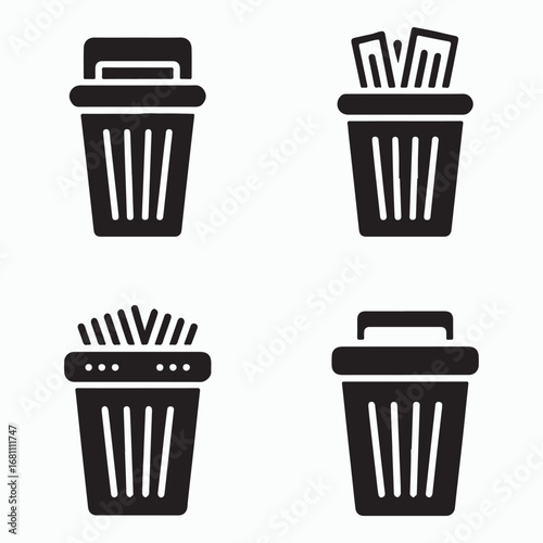 Shredder Bin Solid Paper Shredding Icon Pack