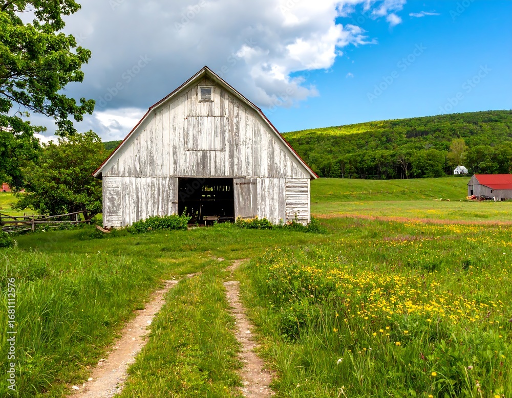 Obraz premium Rustic barn in a sun-drenched field