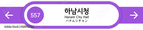 Photography Illustration of Korean subway station names written in Korean, English and Japan