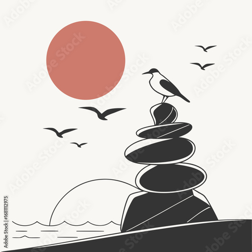 zen stones and bamboo