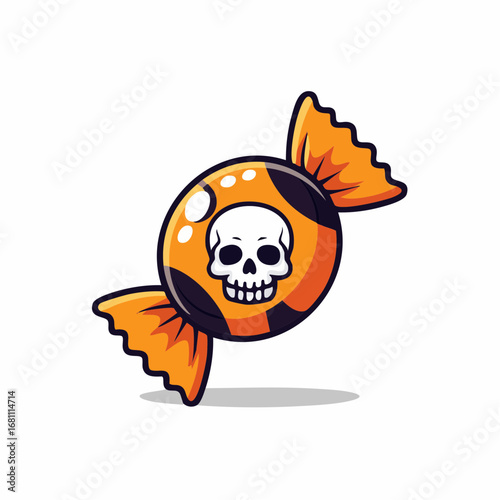 A dangerously sweet Halloween candy with a spooky skull design, isolated vector illustration for trick or treat