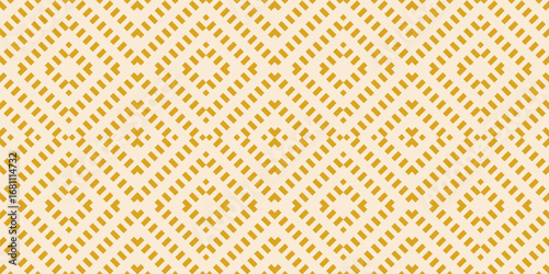Wallpaper Mural Vector geometric seamless pattern. Modern abstract background with squares, rhombuses, grid, wicker texture. Ethnic folk style ornament. Yellow repeated retro-inspired design for decor, textile, plaid Torontodigital.ca