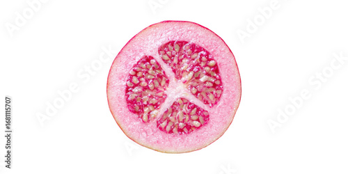 Pink Guava Cross-Section. Fresh Tropical Fruit And Nutritional Benefits Isolated On Transparent Background
