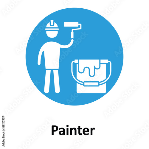 Painter  Worker Vector Icon which can easily modify or edit