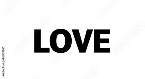 Bold black sans serif font spelling the word love in all capital letters on a clean white background