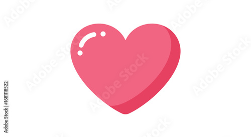 A simple glossy pink heart shape with a subtle highlight perfect for expressing love and affection
