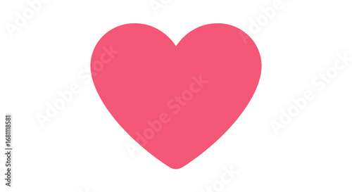 A simple bold bright pink heart shape isolated on a clean white background symbolizing love and affection