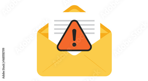 Email with an urgent warning or alert symbol indicating a problem with the message