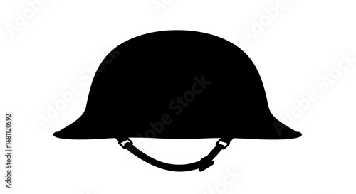 Classic black riding helmet with chin strap isolated on a white background for equestrian sports