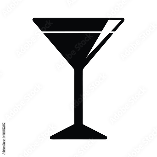 Black martini glass vector icon