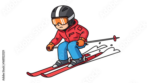 Skiing Adventure: A spirited individual clad in winter gear expertly navigates a snowy slope, embodying the essence of winter sports, adventure, and thrill.