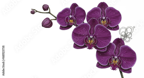 Purple orchids with delicate silver accents