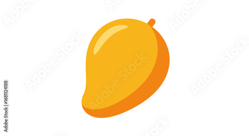 Vibrant ripe yellow mango fruit with a smooth skin and a small stem isolated on a white background