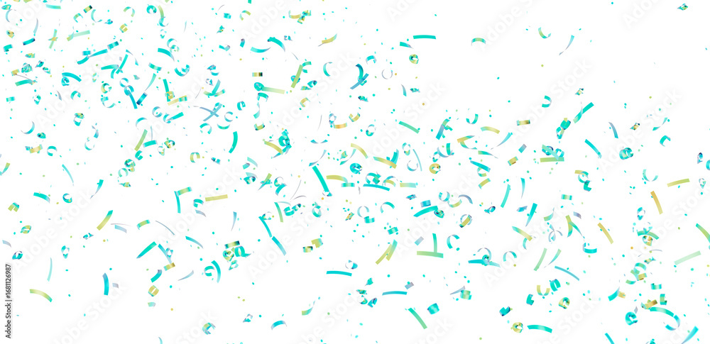 Image of teal and gold confetti falling against a white background. Perfect for celebrations and festive designs. Image of teal and gold confetti falling against a white background. Perfect for celebrations and festive designs.