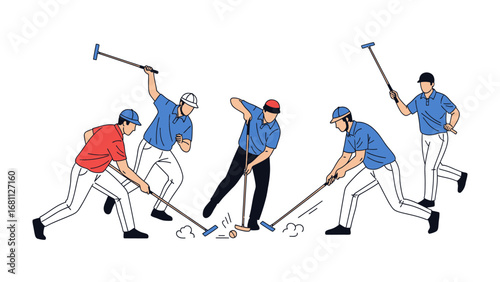 Action-Packed Shinty Scene: A dynamic illustration of a Shinty game in full swing, showcasing the energy and passion of the players as they engage in this traditional Scottish sport.
