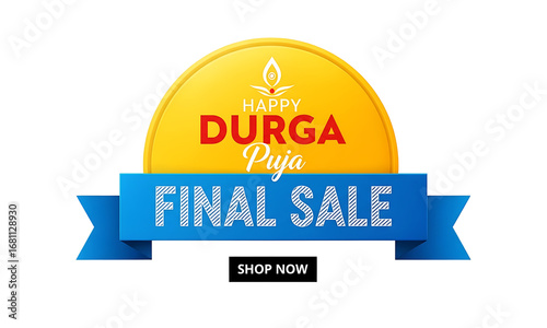 Durga Puja Final Sale Announcement, A vibrant, modern design for a Durga Puja final sale promotion, featuring bold typography and a sense of urgency to entice customers.