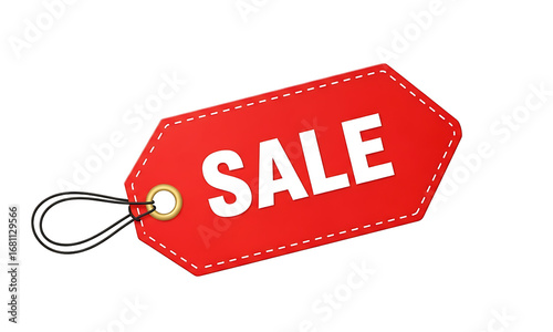 Red SALE Tag, A vibrant red sale tag with a stylish design hangs elegantly, highlighting the allure of exclusive offers and attracting buyers.