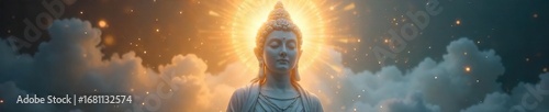 Serene goddess statue, radiating ethereal energy, bathed in soft light Perfect for concepts of peace, enlightenment, and divine feminine , self-discovery, higher self