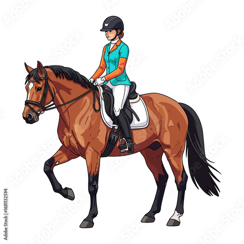 Equestrian Harmony: A skilled equestrian rides a magnificent horse, showcasing the elegance of the sport with the seamless interplay of rider and mount.
