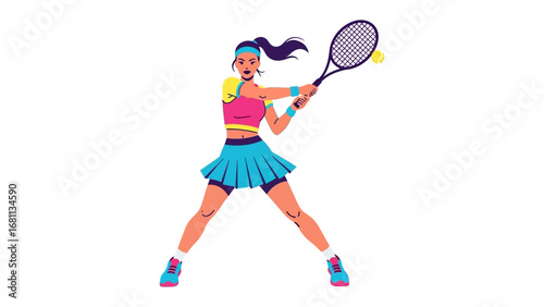 Tennis Ace's Swift Swing: An athletic tennis player, poised to strike, gracefully executes a forehand, perfectly encapsulating the sport's elegance and agility.