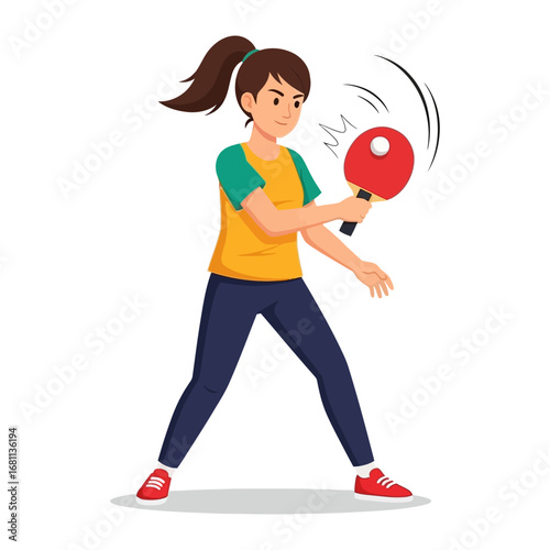 Dynamic Table Tennis: An athlete in motion, focused on the game, displaying strength and agility. A digital illustration of table tennis game