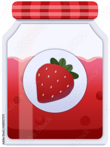 Illustration of an isolated jar of strawberry jam
