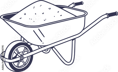 vector wheelbarrow full of sand  flat clean style .eps