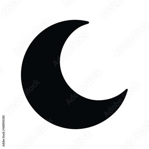 Black crescent moon icon vector