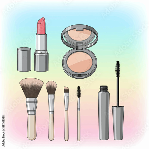 Makeup Essentials Lipstick, Brushes, and Powder for a Flawless Look