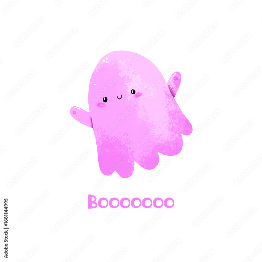 Naklejka premium Scary halloween card with ghost. Trick or treat. Autumn holiday, scary design