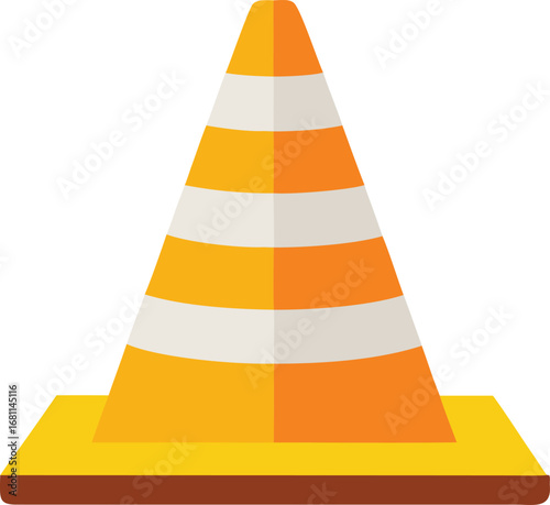 road cone with caution sign vector  white backgrou.eps