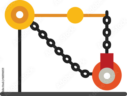 vector chains and pulley for lifting  white backgr.eps