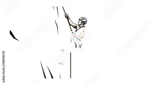 Rock Climber Silhouette: Captures the spirit of adventure as a climber grips holds on rock. A study in courage, persistence, and the sheer thrill of conquering a challenge. 