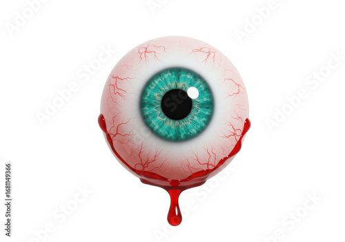 Фотография Isolated bloodshot eyeball with blood dripping down, halloween horror concept de