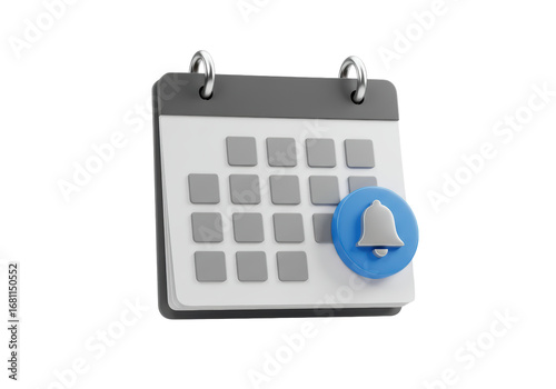 Obraz na płótnie Isolated calendar icon with notification bell on white background for reminders