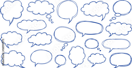 Hand drawn speech bubbles and thought bubbles collection
