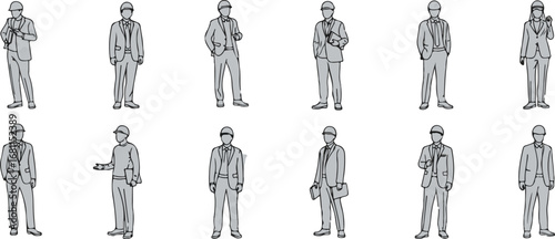 Collection of hand drawn soldier silhouettes in various poses