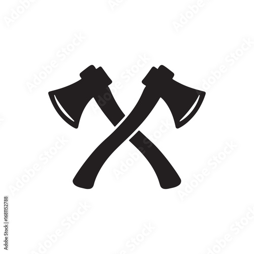 Crossed Axes Icon - Woodcutting and Forestry Symbol
