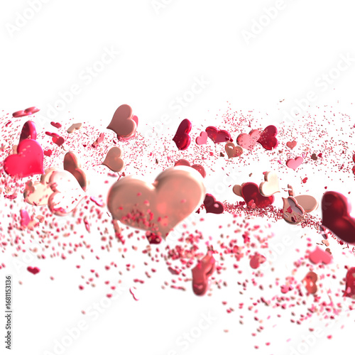 Ilustration of red realistics hearts whit 3D effect. rain of hearts