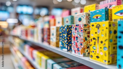 Colorful boxes line shelves, each promising unique surprises and