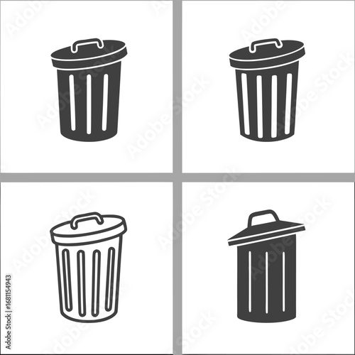 Four Different Trash Can Icons garbage can waste bin