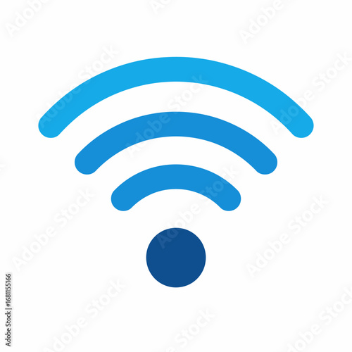 Abstract blue wifi signal icon, wireless connection symbol.