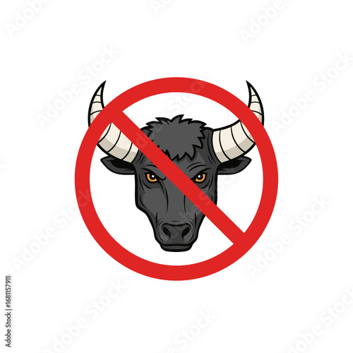 Bull head with no sign in red circle  