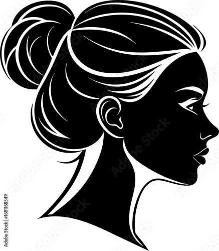 Elegant silhouette of a woman with a half up bun hairstyle